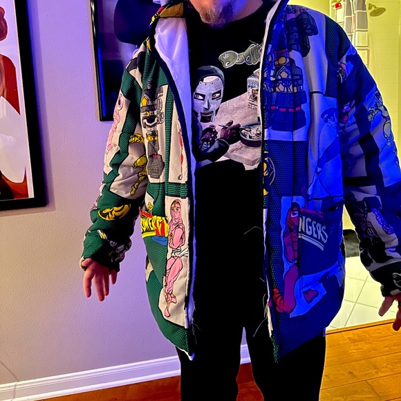 Custom made mighty morphin power rangers comforter jacket 90s vintage comforter - Picture 2 of 3